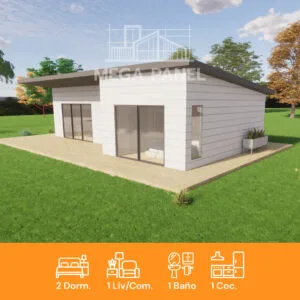 Casa prefabricada construida con panel SIP con estructura de alto rendimiento y aislación térmica eficiente.