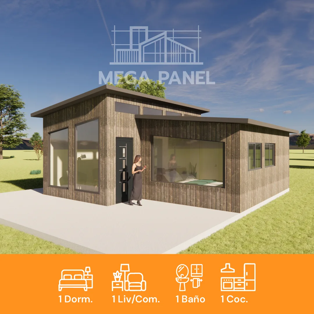 Casa prefabricada construida con panel SIP con estructura de alto rendimiento y aislación térmica eficiente.