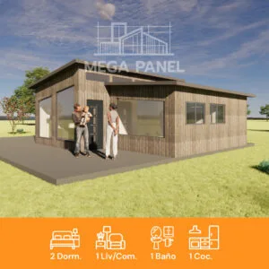 Casa prefabricada construida con panel SIP con estructura de alto rendimiento y aislación térmica eficiente.