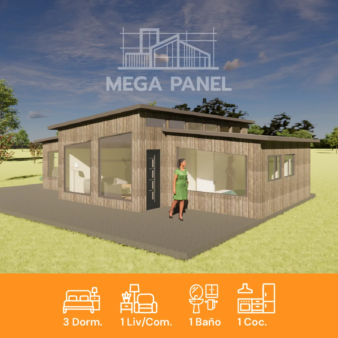 Casa prefabricada construida con panel SIP con estructura de alto rendimiento y aislación térmica eficiente.