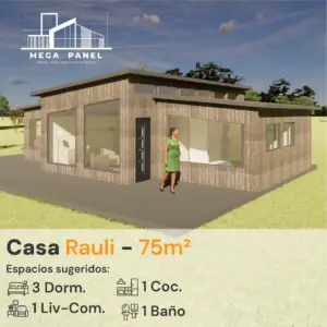Casa Prefabricada 75 m² | 3 Dorm. | Panel SIP