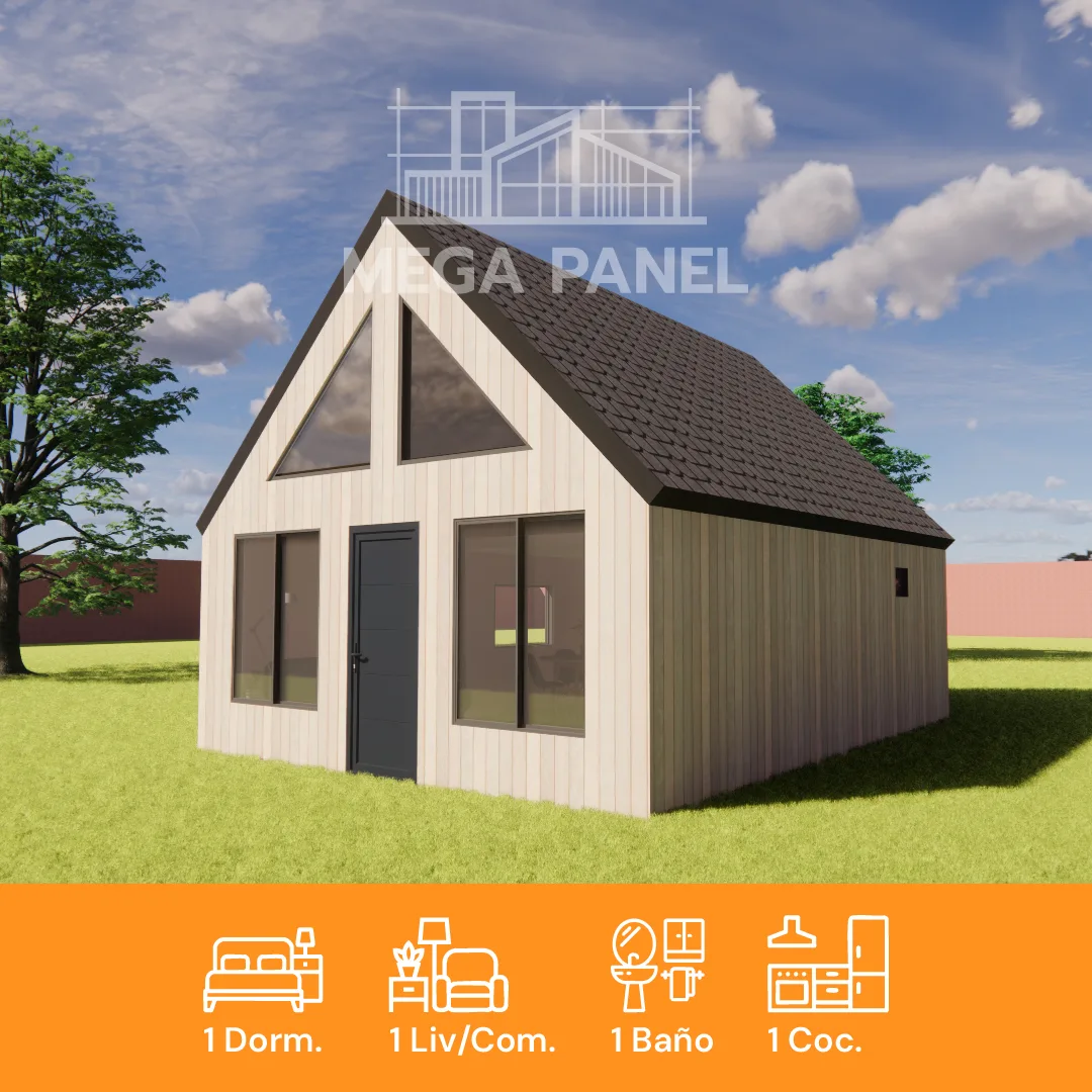 Casa prefabricada construida con panel SIP con estructura de alto rendimiento y aislación térmica eficiente.