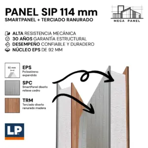 Panel SIP Terciado Ranurado y Smartpanel 114mm