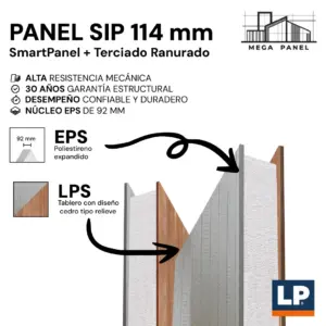 Panel SIP Terciado Ranurado y Smartpanel 114mm