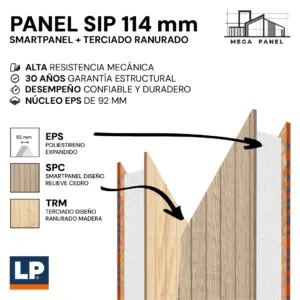 Panel SIP Terciado Ranurado y Smartpanel 114mm