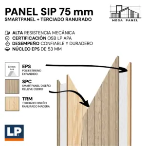 Panel SIP Terciado Ranurado y Smartpanel 75mm
