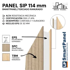 Panel SIP Terciado Ranurado y Smartpanel 114mm