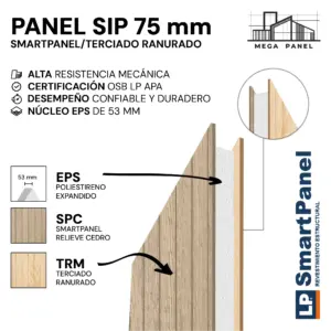 Panel SIP Terciado Ranurado y Smartpanel 75mm