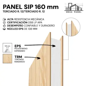 Panel SIP 160mm Terciado Ranurado Doble 12mm