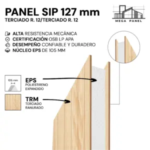 Panel SIP 127mm Terciado Ranurado Doble 12mm