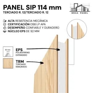 Panel SIP 114mm Terciado Ranurado Doble 12mm