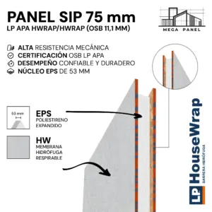 Panel SIP 75 mm HWrap Doble 11.1 mm