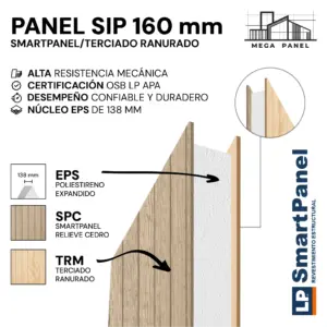 Panel SIP Terciado Ranurado y Smartpanel 160mm