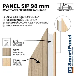 Panel SIP Terciado Ranurado y Smartpanel 98mm