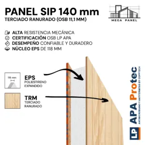 Panel SIP 140mm OSB/Terciado Ranurado