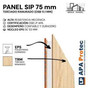 Panel SIP 75mm OSB/Terciado Ranurado