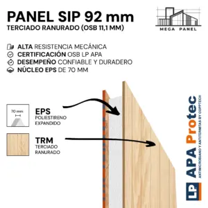 Panel SIP 92mm OSB/Terciado Ranurado