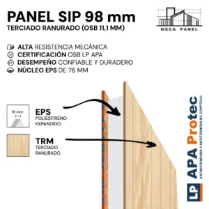Panel SIP 98mm OSB/Terciado Ranurado