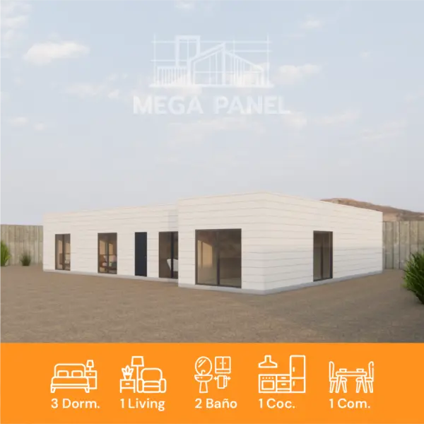 Casa prefabricada construida con panel SIP con estructura de alto rendimiento y aislación térmica eficiente.